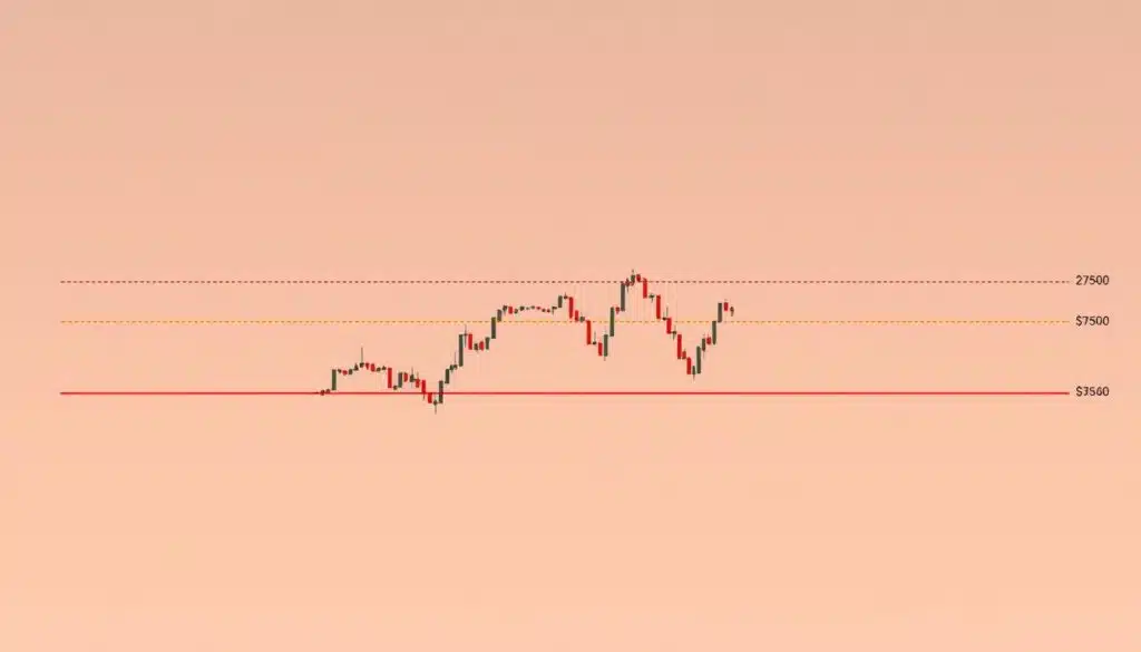 A detailed chart showing support and resistance zones in the crypto market, with clear horizontal lines marking key levels. The chart is presented against a clean, minimalist background with a subtle gradient to create depth and visual interest. The lines are rendered with precision, using a combination of solid and dashed styles to differentiate support and resistance levels. The overall aesthetic is one of technical clarity, conveying the importance of accurately identifying these crucial trading signals. Soft, directional lighting casts subtle shadows, adding depth and dimensionality to the chart elements. The camera angle is slightly elevated, providing an optimal view of the chart's structure and layout. A detailed chart showing support and resistance zones in the crypto market, with clear horizontal lines marking key levels. The chart is presented against a clean, minimalist background with a subtle gradient to create depth and visual interest. The lines are rendered with precision, using a combination of solid and dashed styles to differentiate support and resistance levels. The overall aesthetic is one of technical clarity, conveying the importance of accurately identifying these crucial trading signals. Soft, directional lighting casts subtle shadows, adding depth and dimensionality to the chart elements. The camera angle is slightly elevated, providing an optimal view of the chart's structure and layout.
