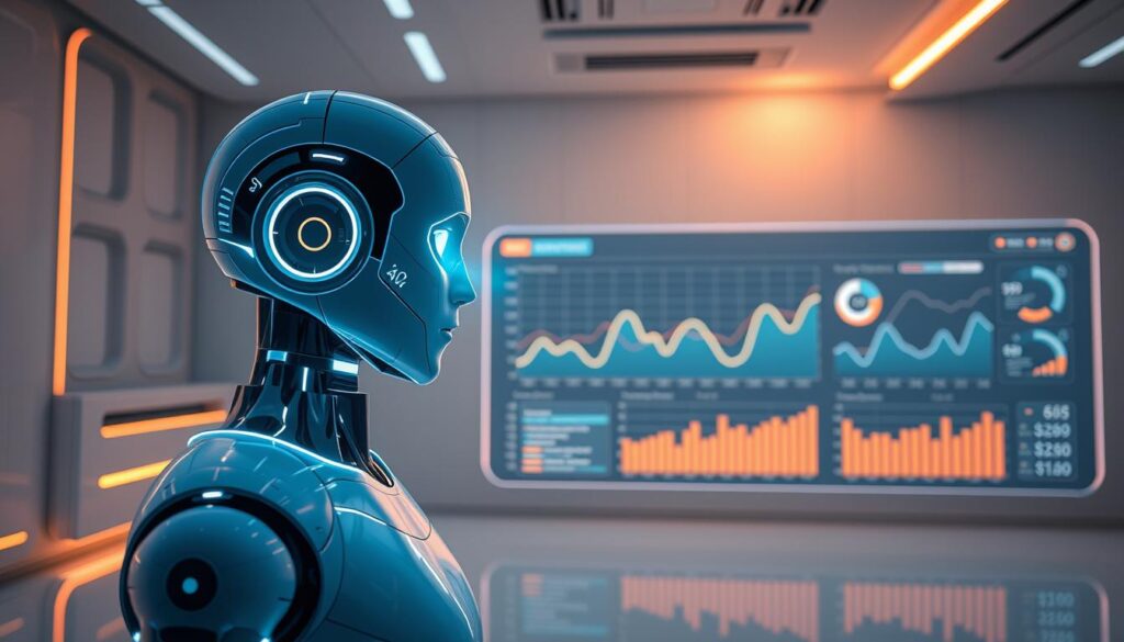 A futuristic, minimalist illustration of an AI chatbot interface optimized for rapid response time. In the foreground, a sleek, holographic chatbot avatar communicates with a user, its responses delivered instantly. The middle ground features a data visualization dashboard, showcasing real-time analytics and performance metrics. The background depicts a clean, hi-tech environment with subtle glowing accents, conveying a sense of efficiency and technological prowess. Warm, muted lighting casts a calming, professional atmosphere, while a cinematic camera angle provides an immersive, user-centric perspective.