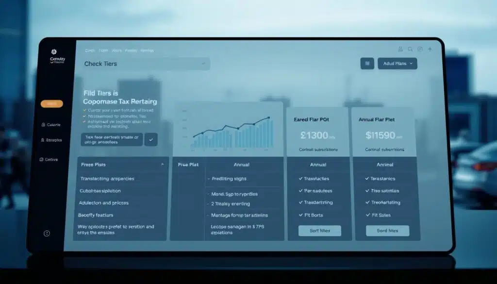 A high-resolution, detailed image of cryptocurrency tax reporting software pricing plans displayed on a sleek, modern dashboard. The foreground features a clean, minimalist layout with various plan options and pricing tiers, including a free version, annual subscriptions, and transaction-based pricing. The middle ground showcases data visualizations, charts, and graphs highlighting key plan features and benefits. The background has a subtle, blurred cityscape or technology-inspired landscape, conveying a sense of professionalism and digital finance. The lighting is soft and directional, creating depth and highlighting the important plan details. The overall atmosphere is one of clarity, sophistication, and financial empowerment. A high-resolution, detailed image of cryptocurrency tax reporting software pricing plans displayed on a sleek, modern dashboard. The foreground features a clean, minimalist layout with various plan options and pricing tiers, including a free version, annual subscriptions, and transaction-based pricing. The middle ground showcases data visualizations, charts, and graphs highlighting key plan features and benefits. The background has a subtle, blurred cityscape or technology-inspired landscape, conveying a sense of professionalism and digital finance. The lighting is soft and directional, creating depth and highlighting the important plan details. The overall atmosphere is one of clarity, sophistication, and financial empowerment.