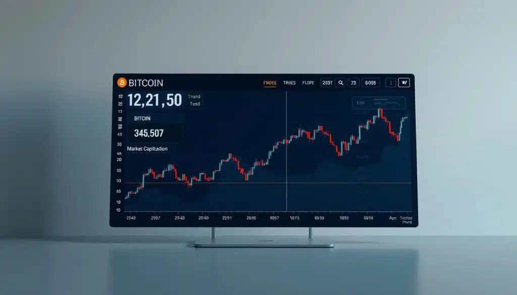 A high-resolution, detailed snapshot of the U.S. cryptocurrency market, featuring a sleek and modern interface displaying current BTC price, market capitalization, and prevailing market trend. The scene is set against a muted, minimalist background, with clean lines and soft, indirect lighting to create a sense of clarity and professionalism. The overall composition is well-balanced, drawing the viewer's attention to the key data points presented in a clear and visually appealing manner. The image conveys a sense of authority and expertise, suitable for use in an article on cryptocurrency market analysis and price predictions.