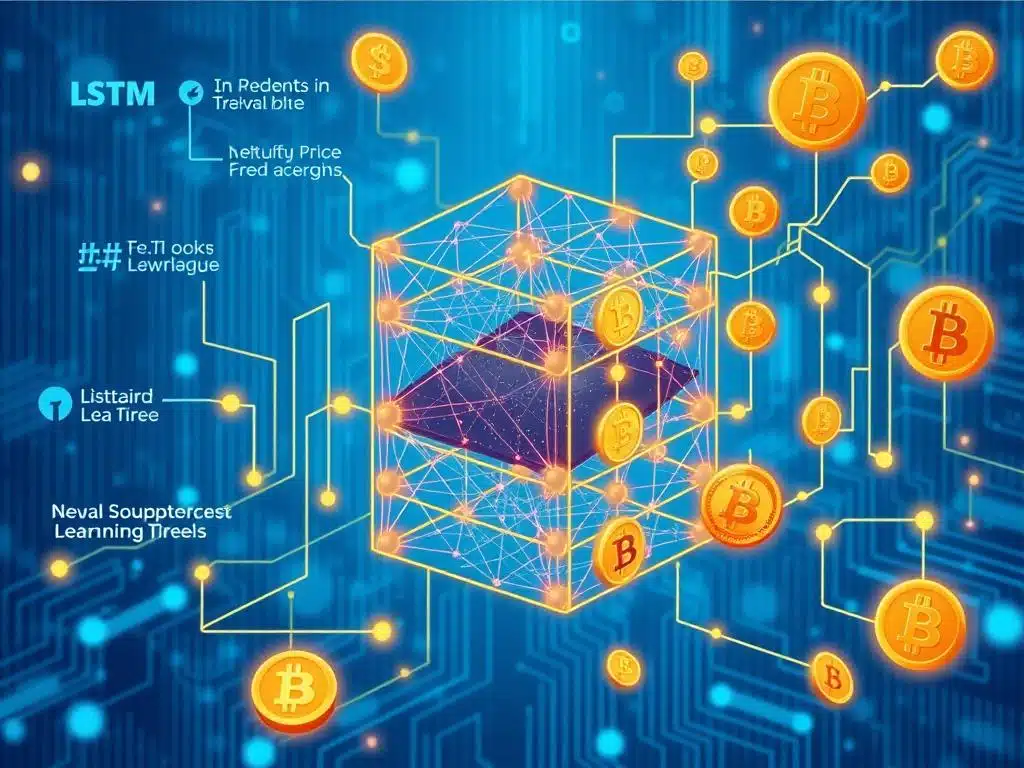 AI machine learning models for cryptocurrency price prediction showing neural network architecture