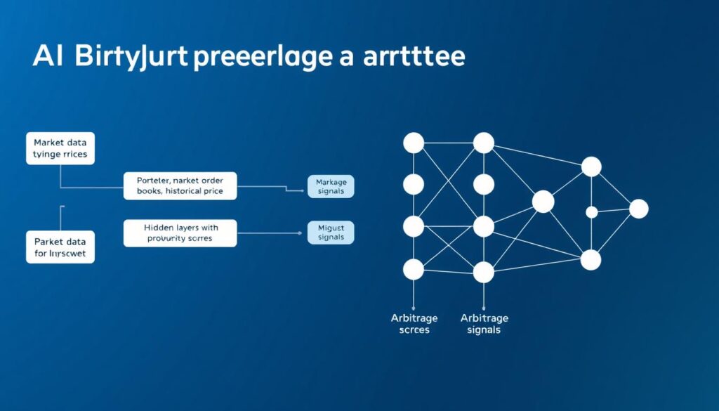 AI model architecture for cryptocurrency arbitrage showing neural network layers