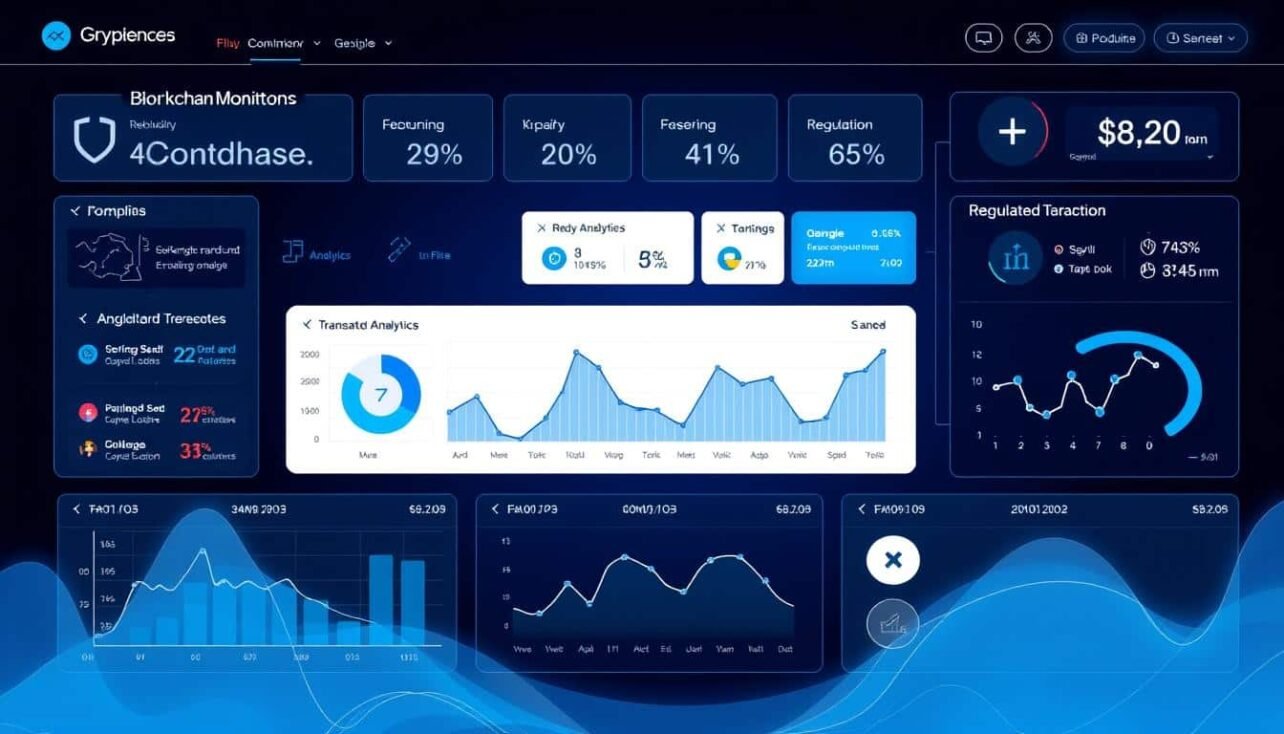 AI-powered cryptocurrency compliance monitoring system analyzing blockchain transactions
