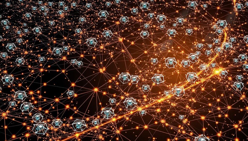 An intricate network of interconnected nodes, pulsing with the energy of decentralized consensus. A vast, shimmering landscape of public blockchains, where transactions are validated and recorded in a transparent, tamper-resistant ledger. Towering blockchain platforms, their distributed architecture like a digital skyline, casting shadows of security and trust. Nodes scattered across the globe, connected by a web of cryptographic protocols, working in harmony to maintain the integrity of the network. Beams of light and data streams converge, illuminating the open, collaborative nature of this revolutionary technology. A symphony of algorithms, consensus mechanisms, and distributed computing power, all working in concert to create a new paradigm for the digital world.