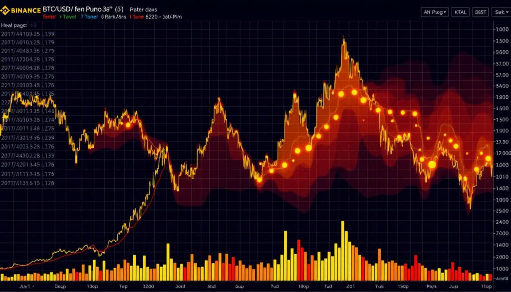 Binance BTC/USDT order book heat map during extreme market volatility