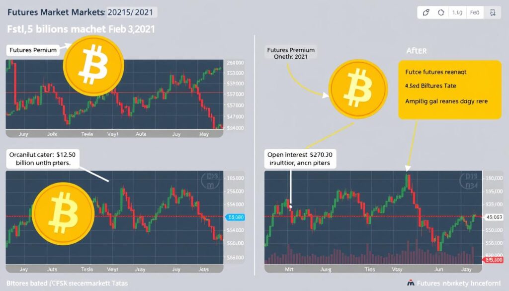 Bitcoin futures market reaction to Tesla's Bitcoin purchase announcement