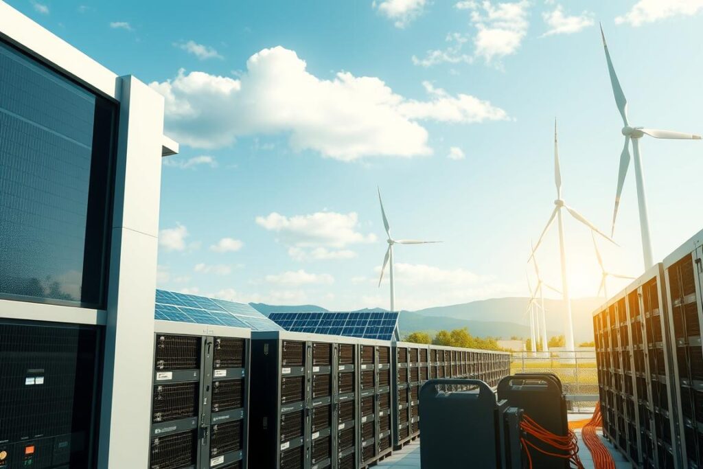 Bitcoin mining facility powered by renewable energy, addressing Proof of Work energy efficiency concerns
