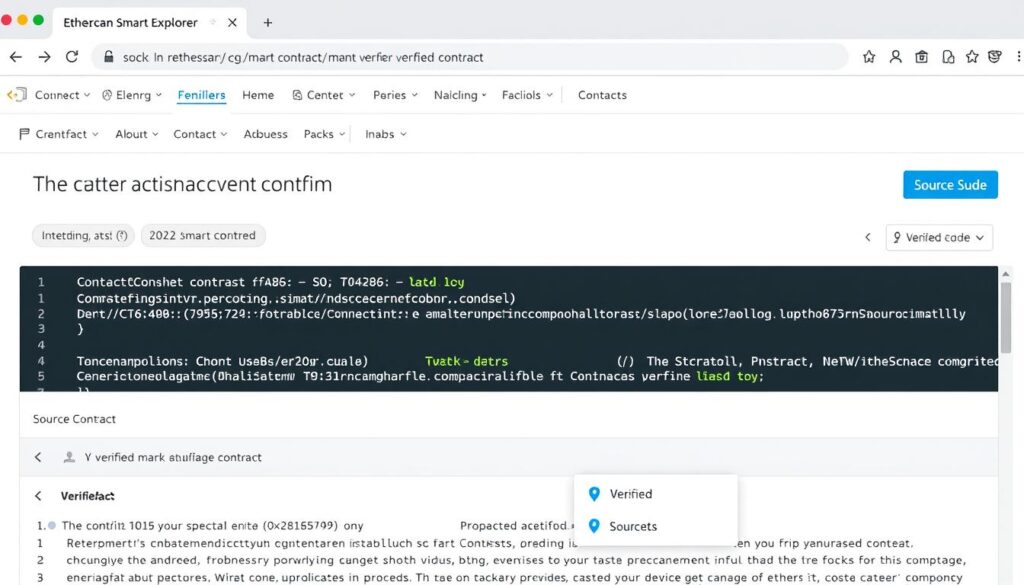Block explorer showing verified smart contract