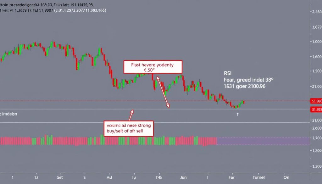Chart showing CFGI combined with RSI and volume analysis for Bitcoin