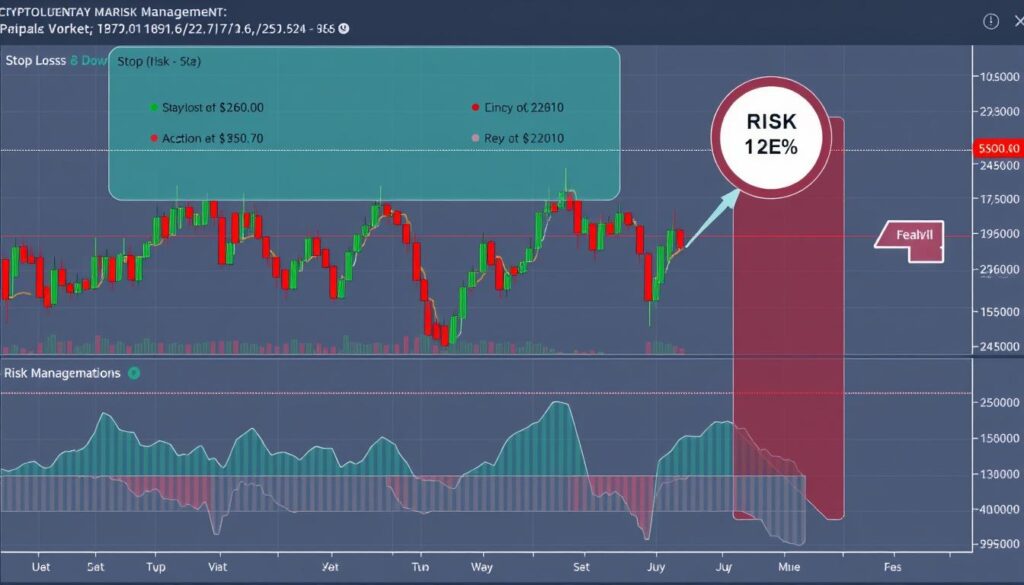 Chart showing crypto market volatility with risk management overlay