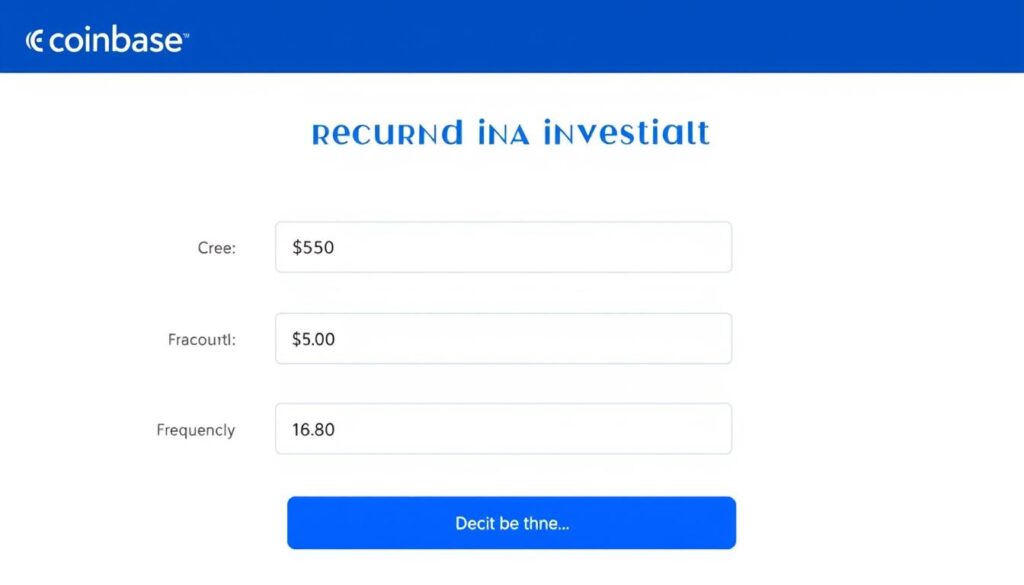 Coinbase recurring investment setup screen