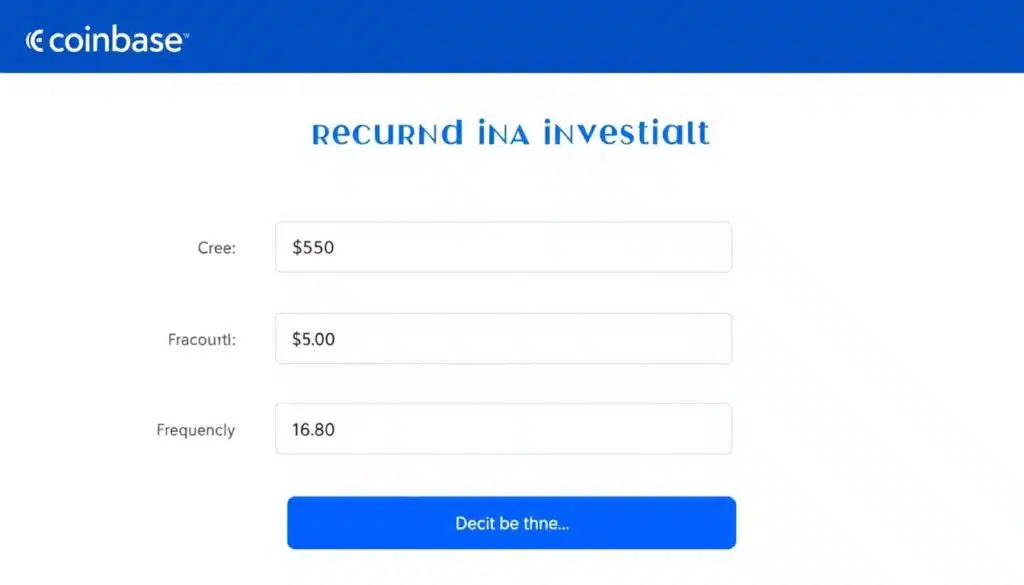 Coinbase recurring investment setup screen