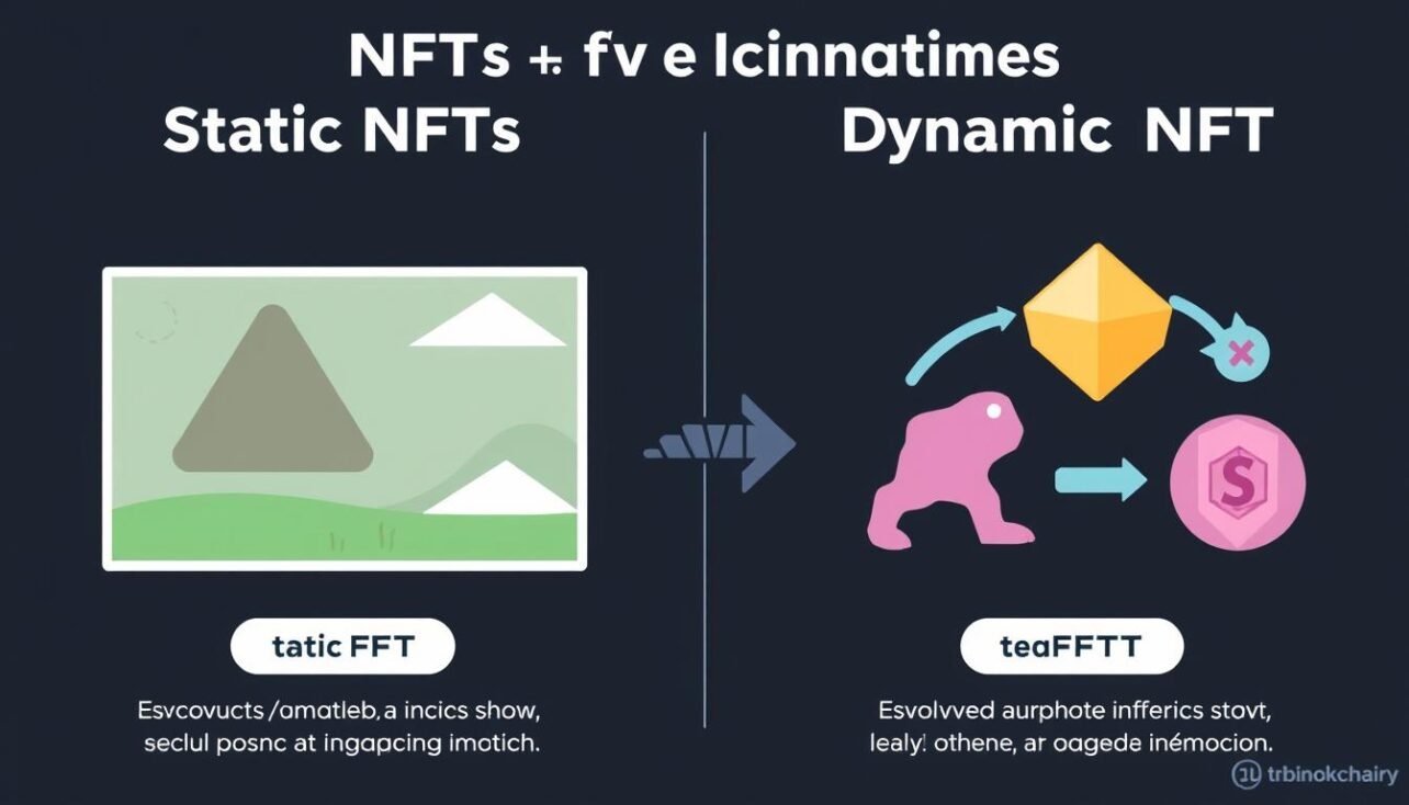 Comparison between static and dynamic NFTs showing how dynamic NFTs can change over time