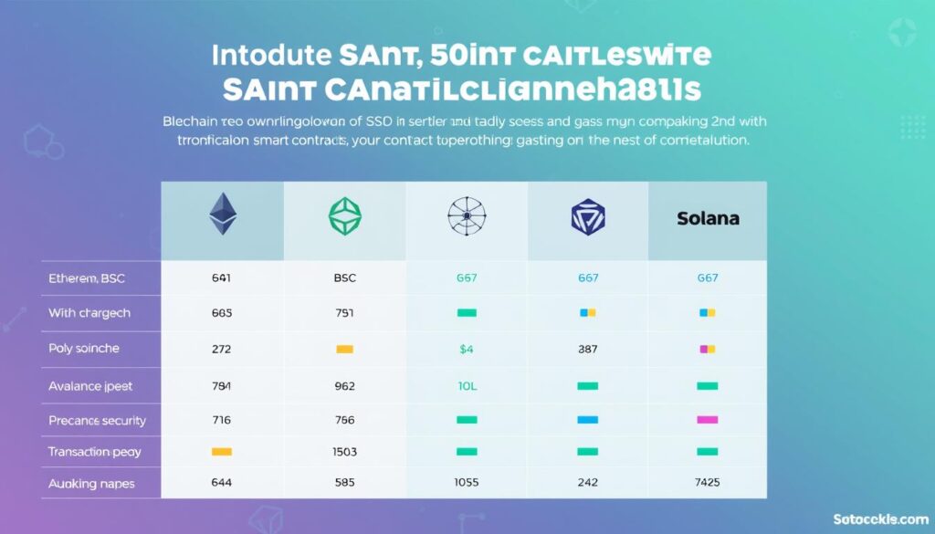 Comparison chart of blockchain networks for smart contract deployment