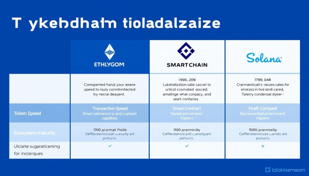 Comparison of blockchain platforms for how to create tokenized assets on blockchain platforms showing Ethereum, Polygon, and other networks