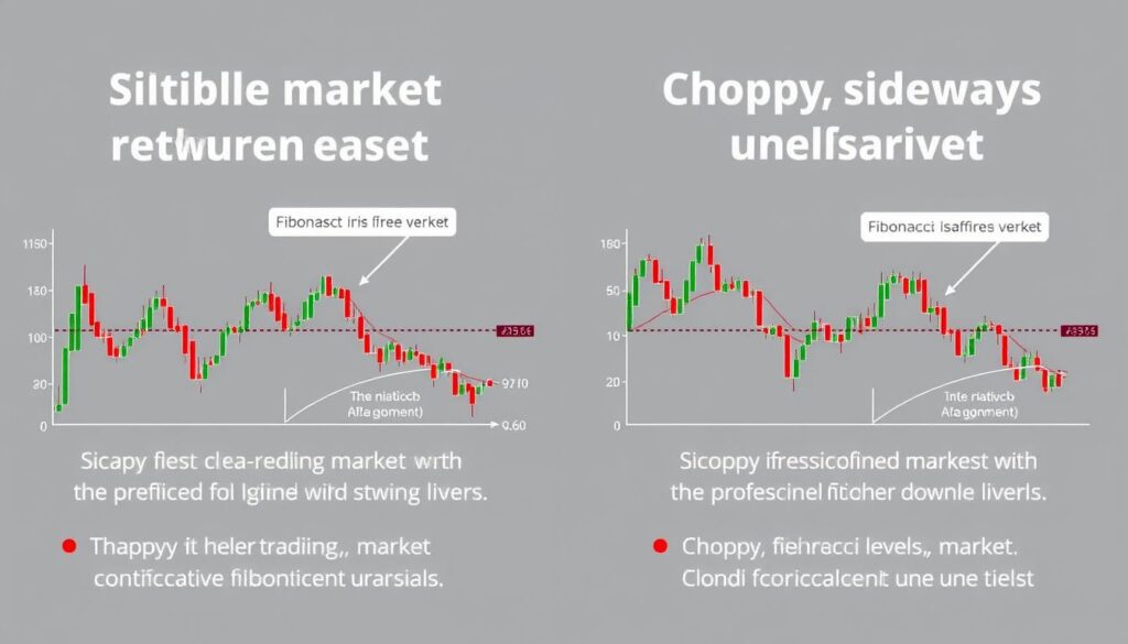 Comparison of suitable vs unsuitable market conditions for Fibonacci retracement in cryptocurrency price prediction Comparison of suitable vs unsuitable market conditions for Fibonacci retracement in cryptocurrency price prediction
