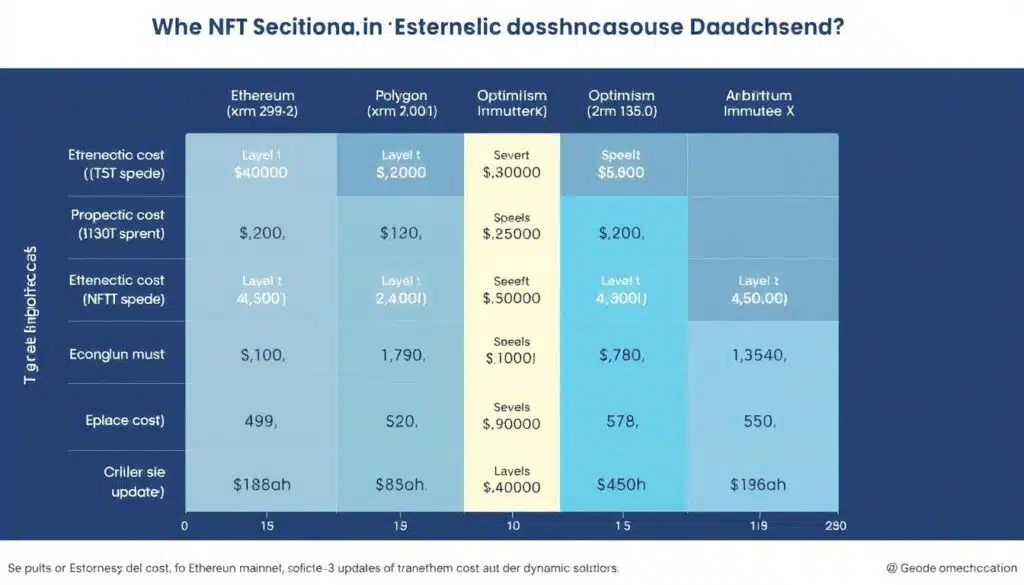 Comparison of transaction costs and speeds across different Layer-2 solutions for dynamic NFTs