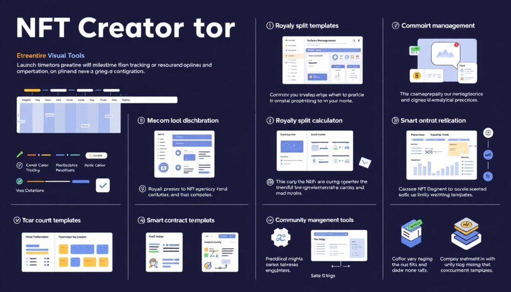 Comprehensive toolkit for NFT creators showing various tools and templates