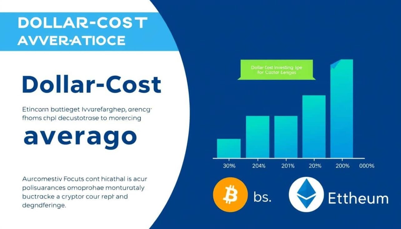 Cryptocurrency Dollar Cost Averaging Strategy for Beginners showing a graph with regular investments over time