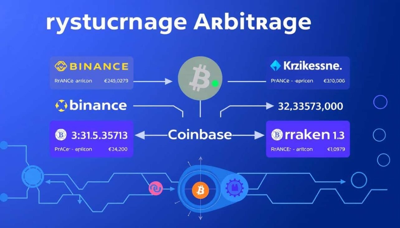 Cryptocurrency arbitrage concept showing price differences between exchanges for AI cryptocurrency arbitrage trading