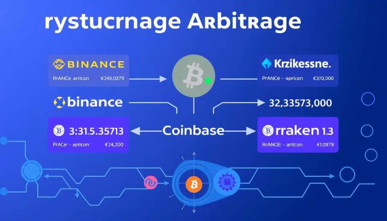 Cryptocurrency arbitrage concept showing price differences between exchanges for AI cryptocurrency arbitrage trading