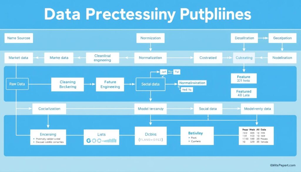Data preprocessing pipeline for cryptocurrency anomaly detection showing raw data transformation into model-ready format