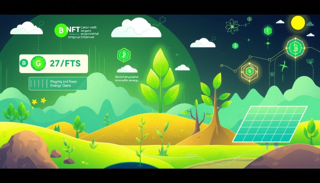 Emerging green blockchain innovations including carbon credit NFTs and regenerative finance