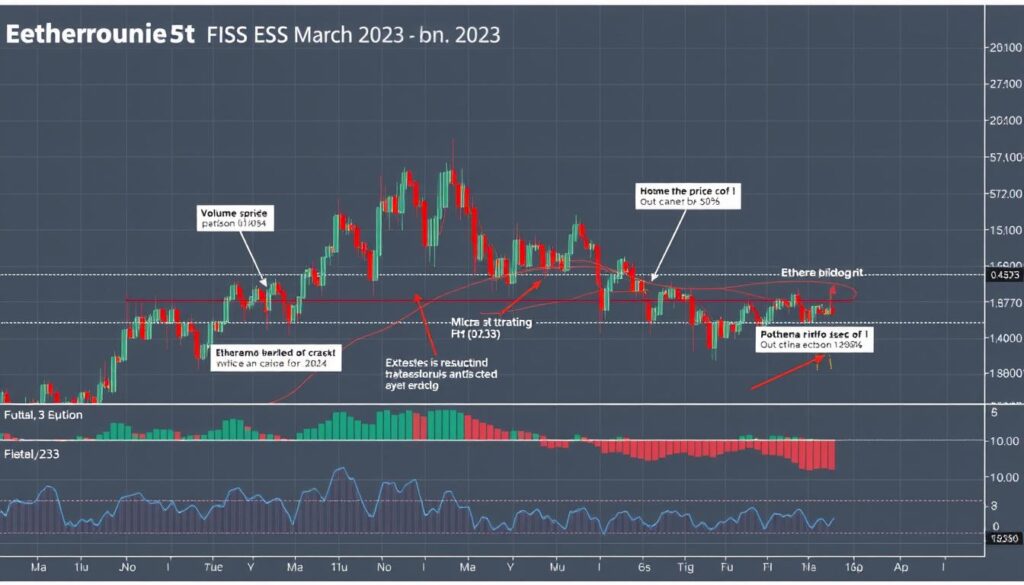 Ethereum price chart showing the March 2023 flash crash with algorithmic trading patterns