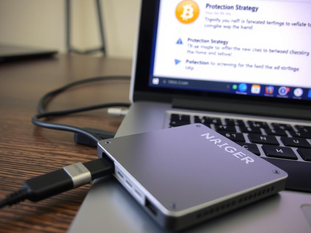 Hardware wallet being used to secure NFTs with protection strategies displayed