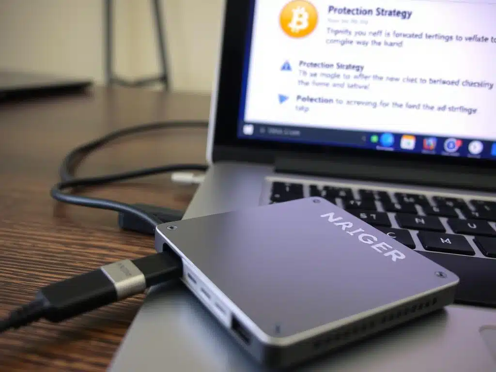 Hardware wallet being used to secure NFTs with protection strategies displayed