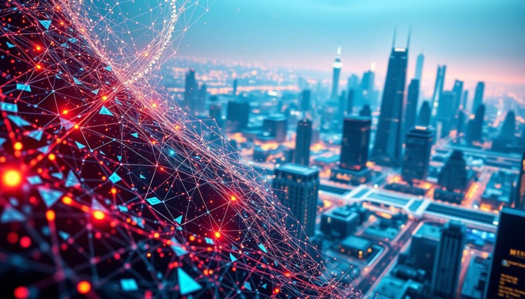 Intricate network of fragmented NFT assets flowing through a digital realm of fractional liquidity. In the foreground, a prismatic mosaic of NFT thumbnails intertwine, pulsing with data streams. The middle ground features sleek, abstract interfaces for trading and managing fractionalized NFT shares. In the distance, a cityscape of towering blockchain ledgers and smart contract protocols, bathed in an ethereal, neon-tinged glow. Cinematic lighting and a depth-of-field effect create a sense of immersion and technological grandeur, capturing the essence of unlocking additional value through NFT fractionalization and rentals.