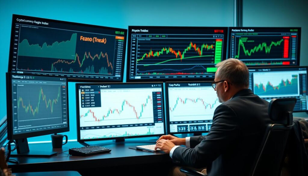 Investor analyzing the Cryptocurrency Fear and Greed Index for market timing decisions
