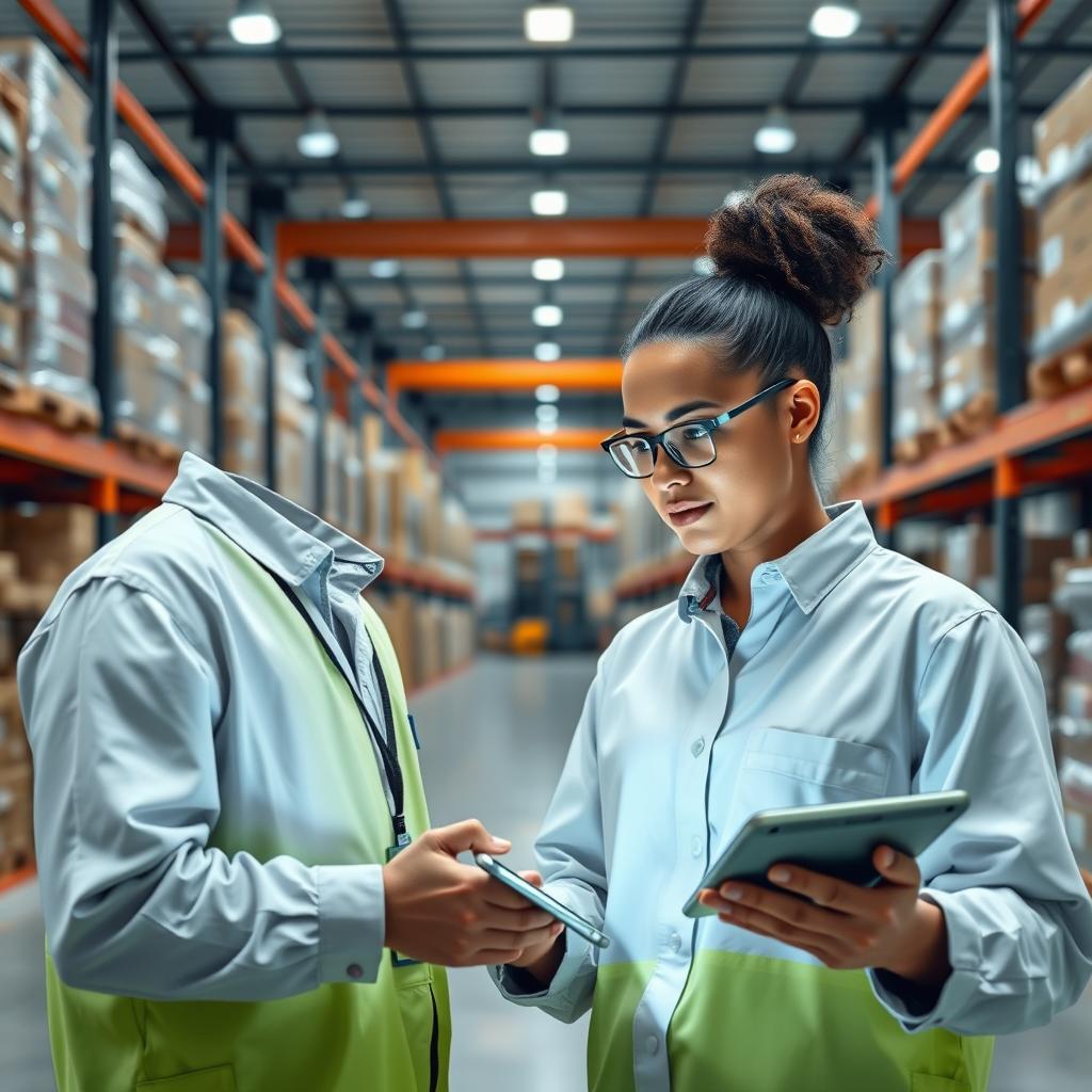 Logistics warehouse with blockchain-tracked inventory