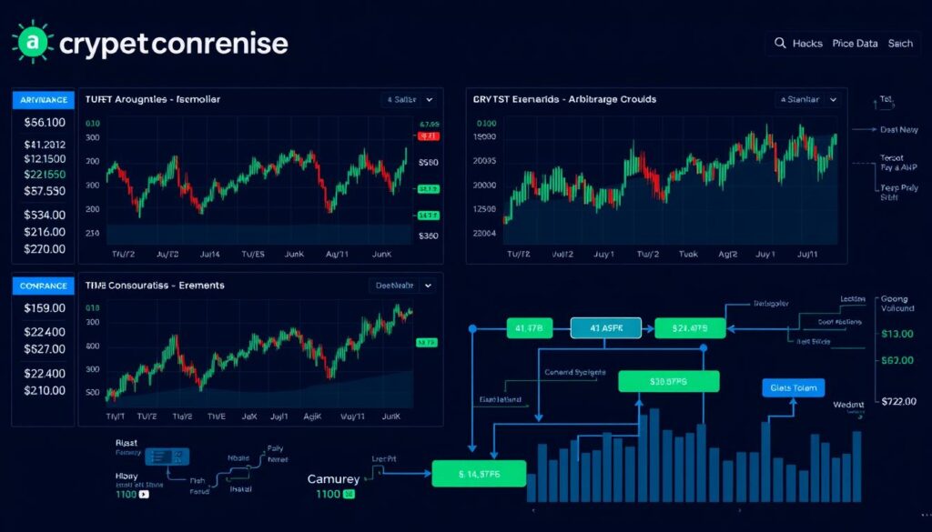 Market data feed visualization for AI cryptocurrency arbitrage trading