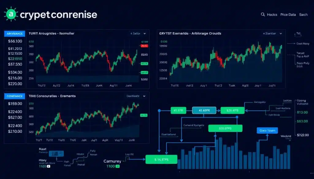 Market data feed visualization for AI cryptocurrency arbitrage trading