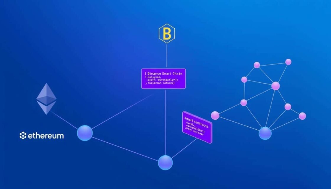 Multiple blockchain networks with smart contracts being deployed across them