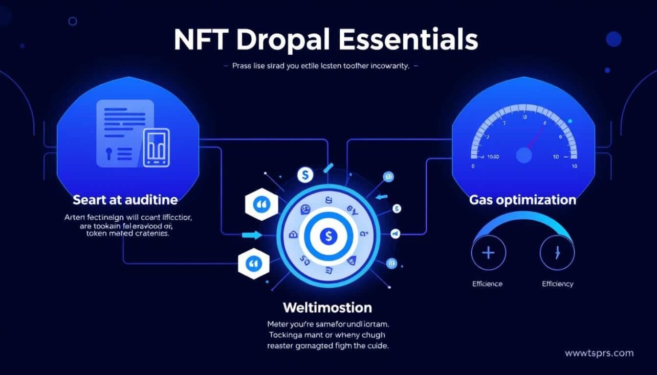 NFT drop technical essentials showing smart contracts, minting mechanics and gas optimization