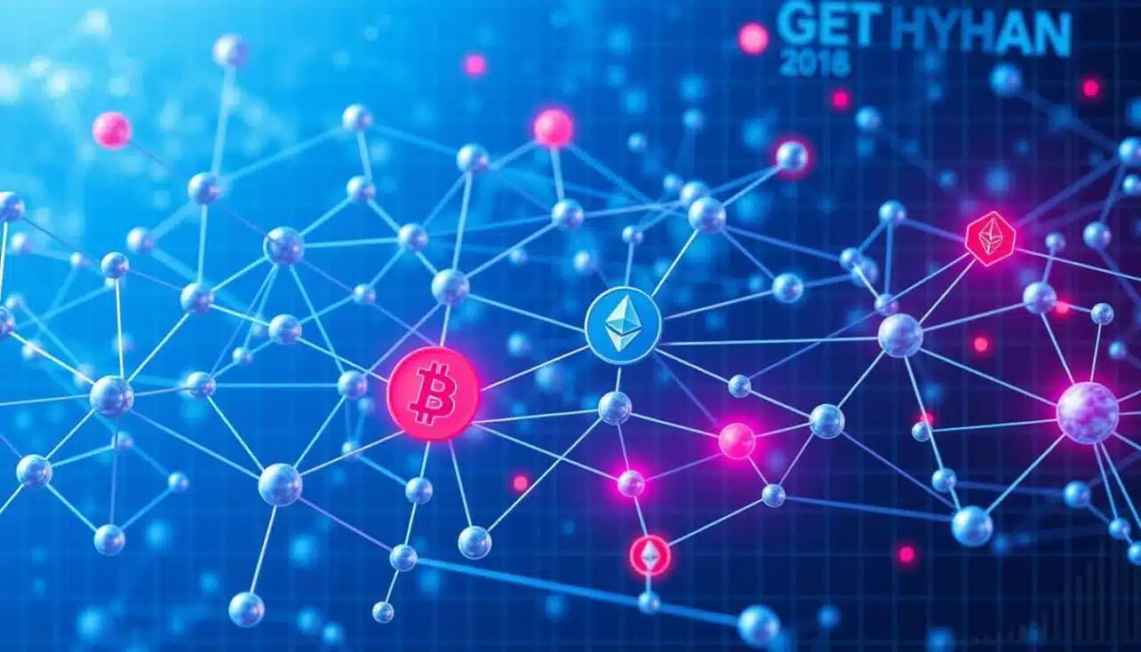 Neural network visualization for cryptocurrency anomaly detection showing interconnected nodes analyzing price patterns