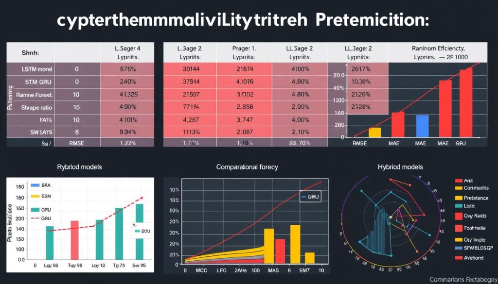 Performance metrics comparison chart for cryptocurrency market volatility prediction using machine learning models