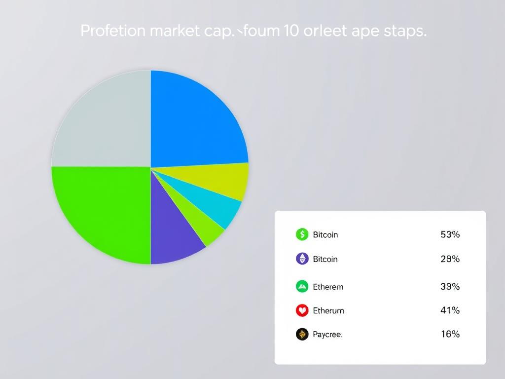 Pie chart showing the market cap distribution among top 10 cryptocurrencies with Bitcoin and Ethereum dominating