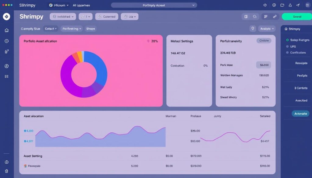 Shrimpy portfolio management dashboard showing asset allocation and rebalancing settings