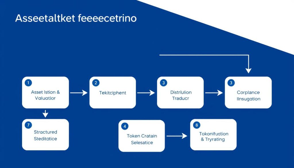 Step-by-step flowchart showing how to create tokenized assets on blockchain platforms