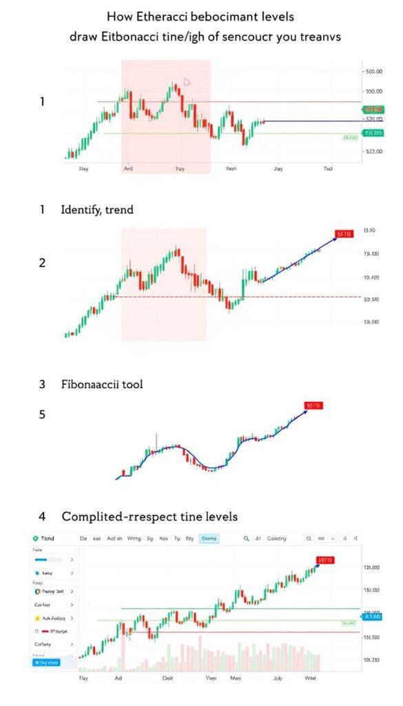 Step-by-step process of drawing Fibonacci retracement levels on an Ethereum chart for cryptocurrency price prediction Step-by-step process of drawing Fibonacci retracement levels on an Ethereum chart for cryptocurrency price prediction