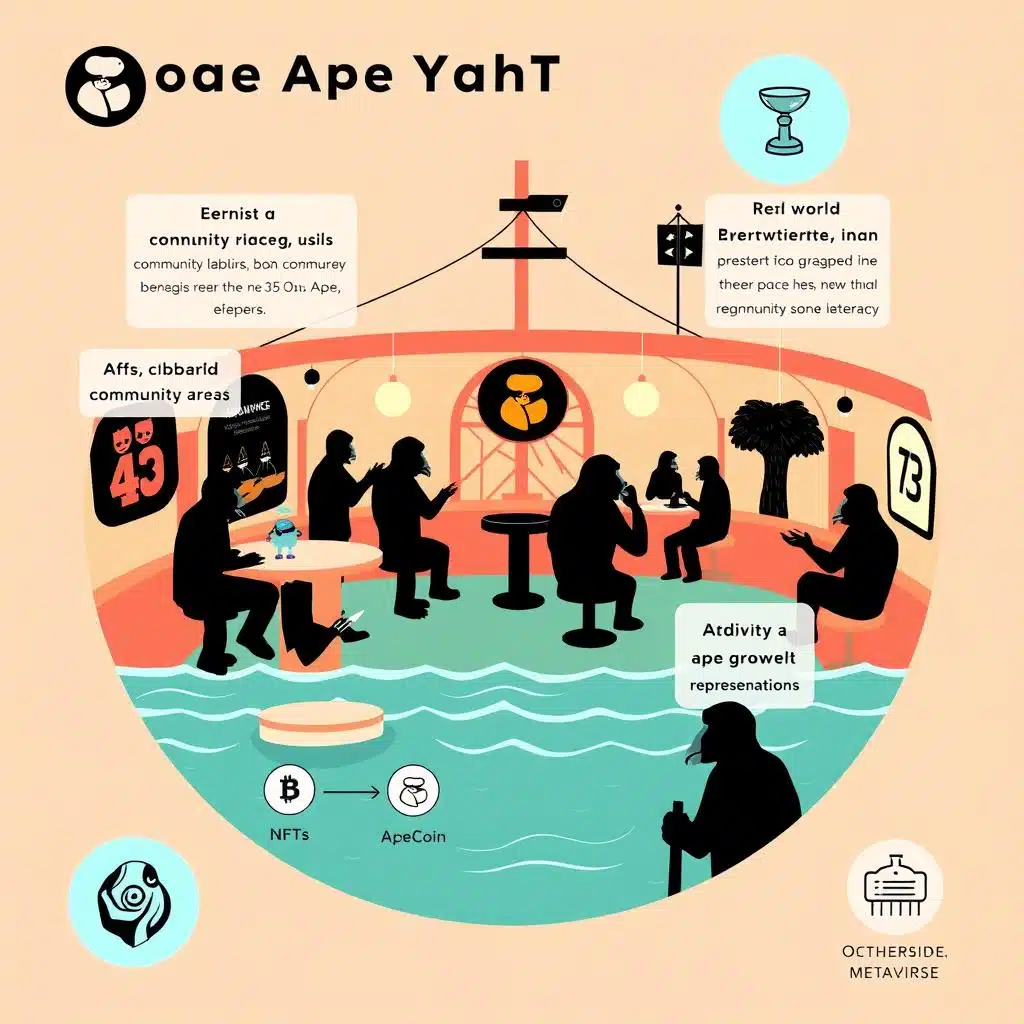 Stylized representation of Bored Ape Yacht Club NFT community building approach
