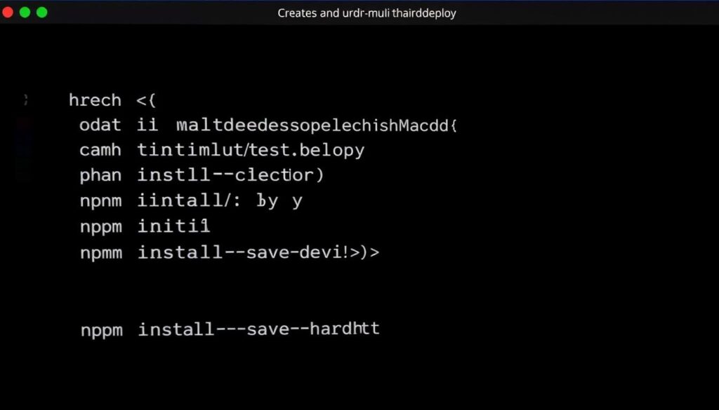 Terminal showing Hardhat project initialization commands
