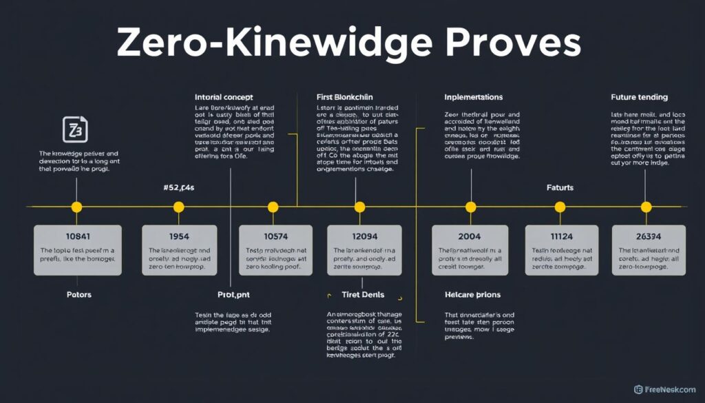 Timeline showing the evolution and future trends of zero-knowledge proof technology in blockchain