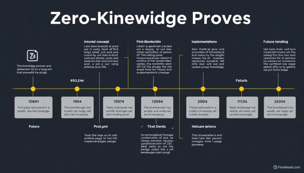 Timeline showing the evolution and future trends of zero-knowledge proof technology in blockchain