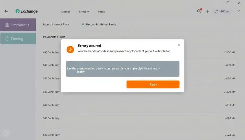 Troubleshooting screen showing recurring payment failure notification