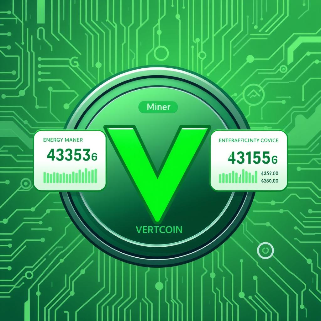 Vertcoin (VTC) logo with one-click miner interface
