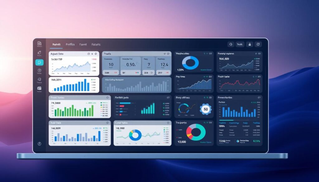 A customizable dashboard with various interactive data visualization widgets, displayed on a sleek and modern interface. The foreground features an adjustable grid layout, allowing users to rearrange and resize the individual components. In the middle ground, a variety of charts, graphs, and tables showcase real-time NFT market data, investment performance, and portfolio analytics. The background has a subtle, gradient-based color scheme that provides a clean and professional aesthetic, complemented by subtle lighting effects that create depth and dimension. The overall tone is one of efficiency, clarity, and user-friendly functionality, perfectly suited for an NFT analytics platform focused on investment tracking.